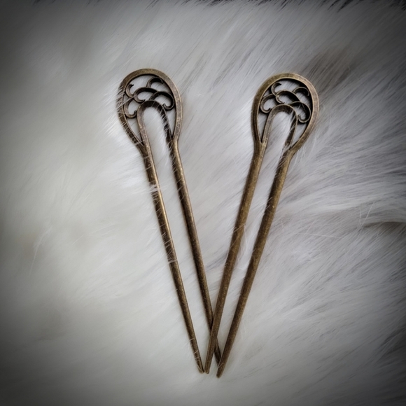 6" Bronze Asian Hair Pins - Picture 3 of 5